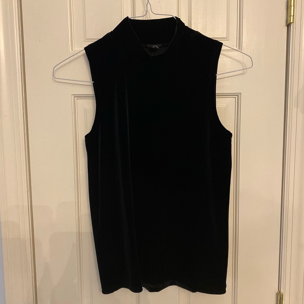New J Crew black velvet mock neck top